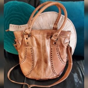 Bed|Stu "Gala" Tan, Shoulder/Crossbody Bag, 12"L×13"Hx1"W, 9" handle drop